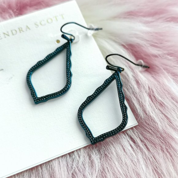 Kendra Scott Navy Gunmetal Sophia Drop Earrings - Picture 2 of 3